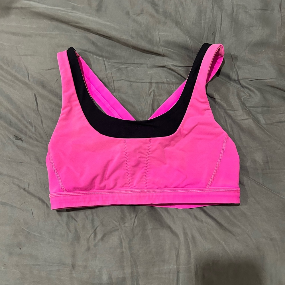 Lululemon Y2K Hot Pink Sports Bra with Black Trim